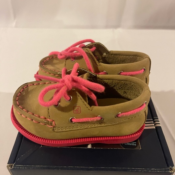 Sperry Top-Sider® Kids 'Authentic Original' Crib Shoe Linen/Pink (Baby) Size 4M - Picture 5 of 7